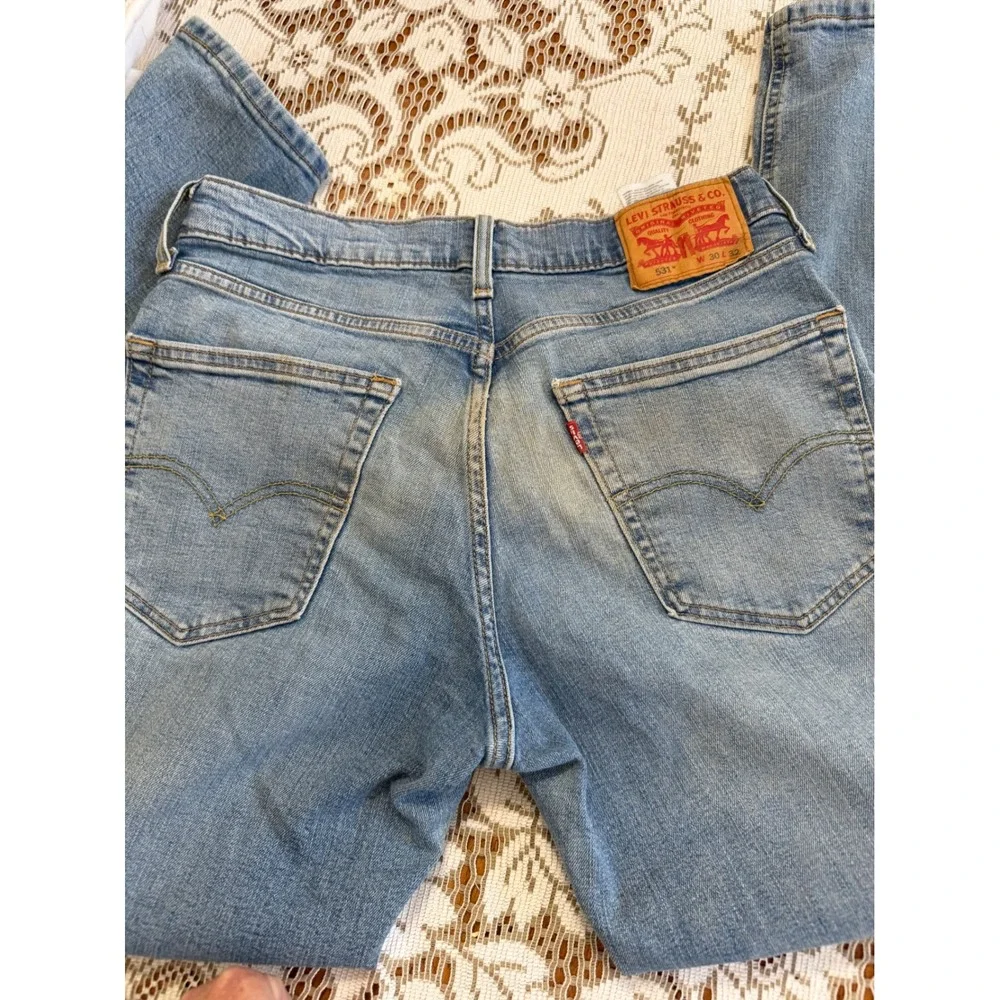 Levis 531 Athletic‎ Slim Jeans Mens 30x31 Light Wash Blue Denim Stretch 531-0013
